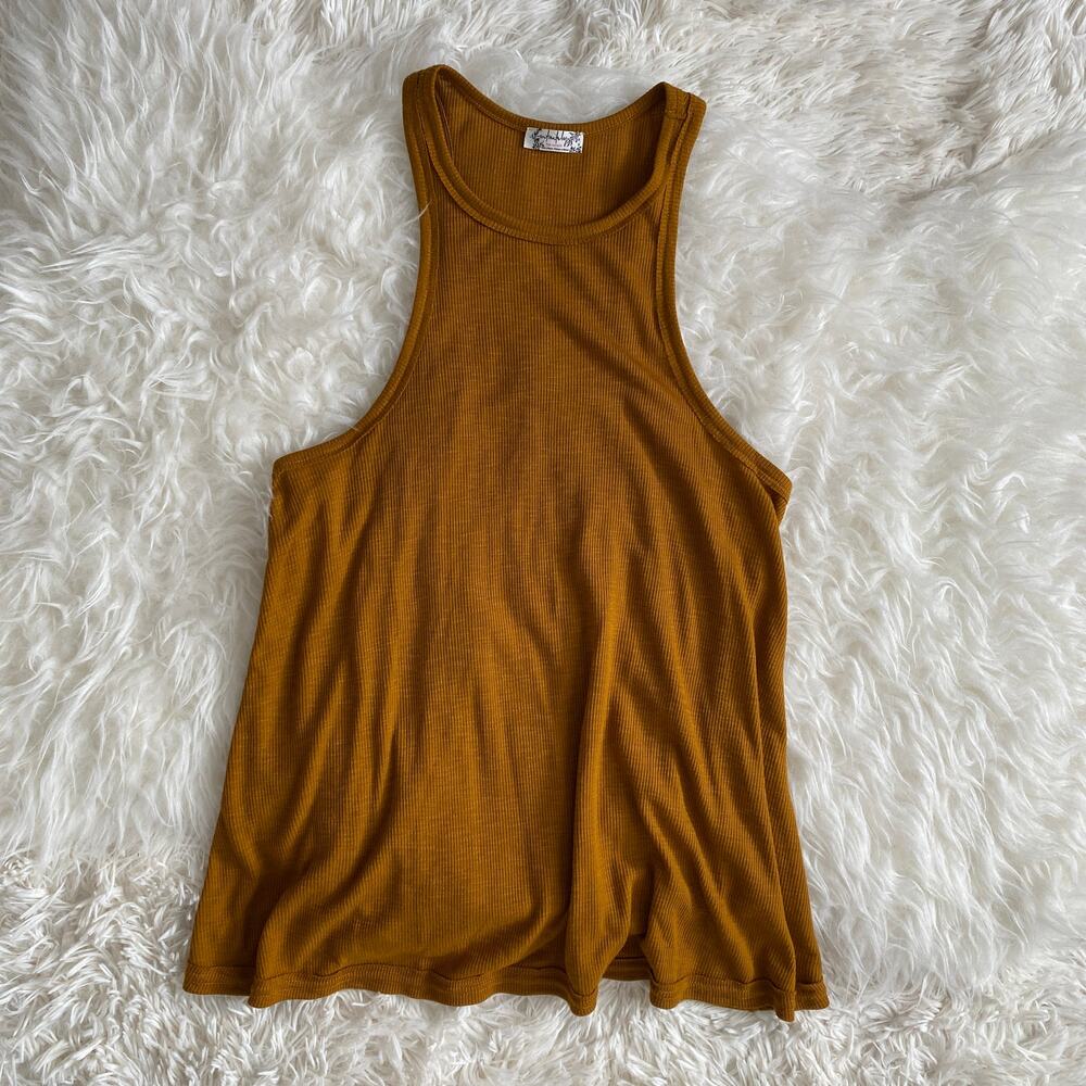 Free People Intimately High Neck Racerback Tank in Gold, size XS